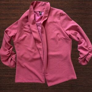 Berry Pink Open Front Blazer Cardigan